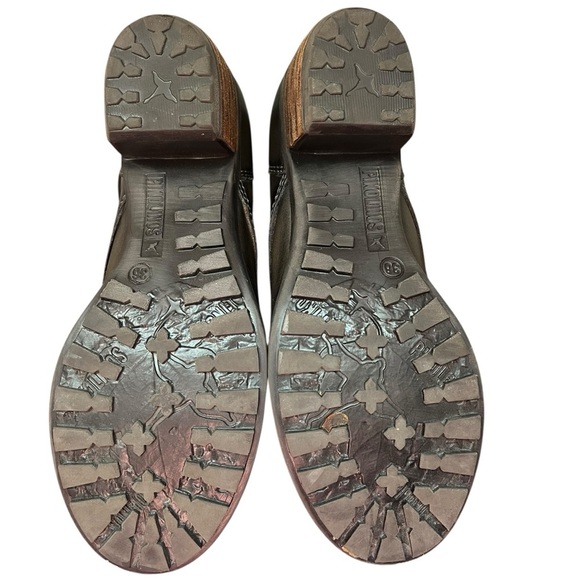 PIKOLINOS US 6 Le Mans Lace-Up Green Leather Ankle Boots Block Witchy Grannycore - Picture 8 of 9